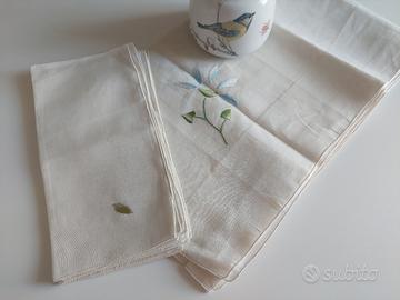 tovaglia rettangolare lino nuova vintage con 12 