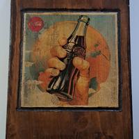 Tavoletta in legno vintage pubblicitaria Coca Cola