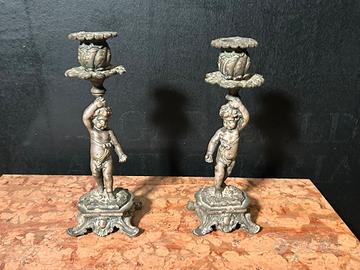 Antichi Porta Candele Putti