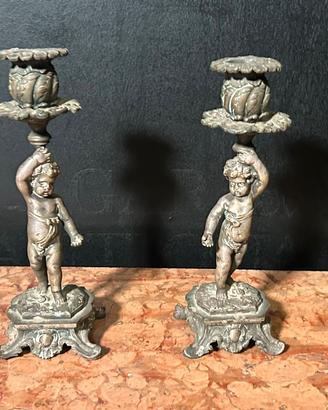 Antichi Porta Candele Putti