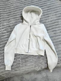 Felpa Bianca Cropped con zip