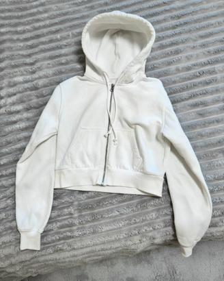Felpa Bianca Cropped con zip