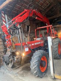 Trattore same 100DT con gru forestale DallaBona