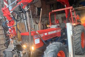 Trattore same 100DT con gru forestale DallaBona