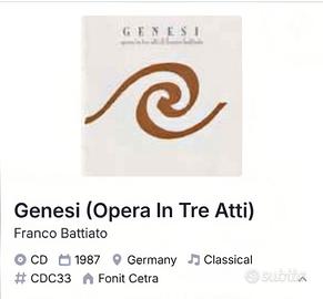 CD Franco Battiato Genesi prima