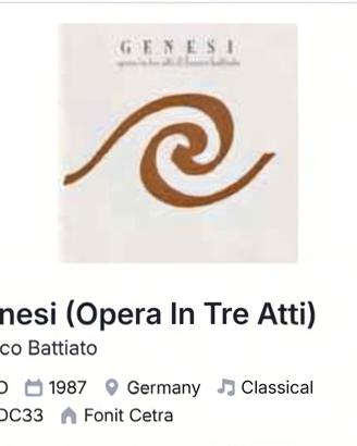 CD Franco Battiato Genesi prima