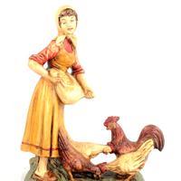 Presepe 20 cm pastore donna con galline CARTAPESTA