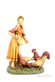 Presepe 20 cm pastore donna con galline CARTAPESTA