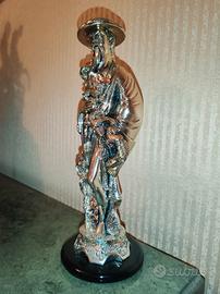 Statua di cinese in resina argento