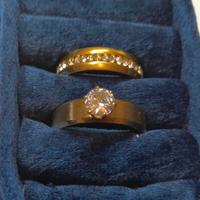 Set anello solitario eternity acciaio zirconi oro