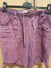 pantaloni corti Conbipel rossi lino. Tg 46
