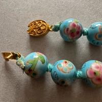 Collana vetro vintage cinese pitturata a mano