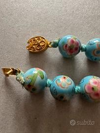 Collana vetro vintage cinese pitturata a mano
