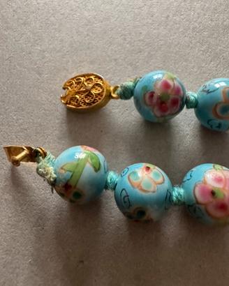 Collana vetro vintage cinese pitturata a mano