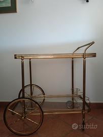 carrello bar porta vivande in ottone 