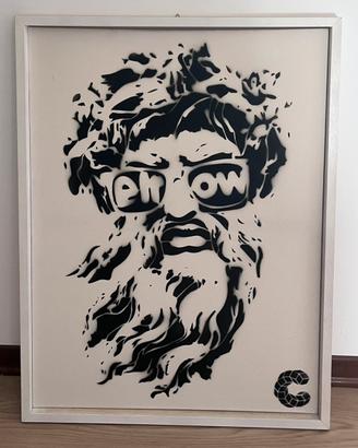 Quadro stencil pop art bianco e nero con cornice