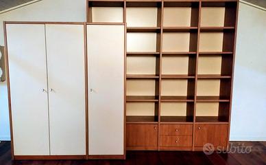 Libreria-armadio color crema-ciliegio