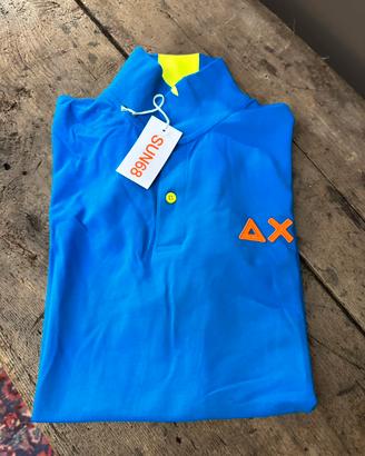 POLO SUN68 INSERTO MANICHE LOGO FLUO  UOMO A33122