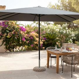 Ombrellone da Giardino 3x4 m in Alluminio Grigio