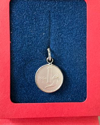 Ciondolo argento 1 Lira 1954