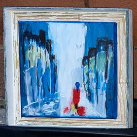 Quadro donna hai piedi della cascata
