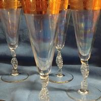 Set di 6 flutes vintage vetro di Murano con oro