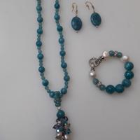 Parure di pietre dure amazzonite +orecchini e brac