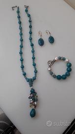 Parure di pietre dure amazzonite +orecchini e brac