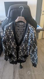 Cardigan Pal Zileri a rombi grigio e nero - M