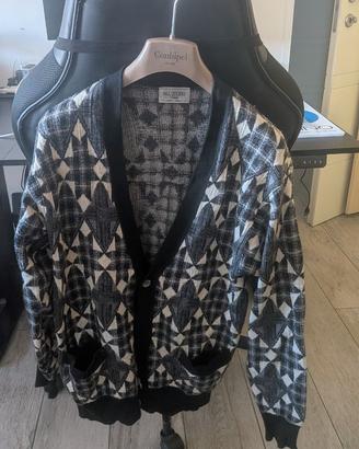 Cardigan Pal Zileri a rombi grigio e nero - M