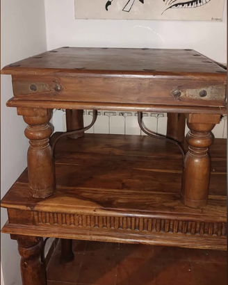 Tavolino indiano in legno massello 60x60x40