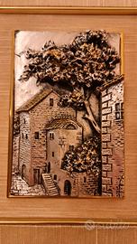 QUADRO con PAESAGGIO IN LAMINA D’ARGENTO