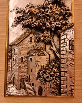 QUADRO con PAESAGGIO IN LAMINA D’ARGENTO
