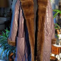 cappotto di pelle e pelliccia di visone