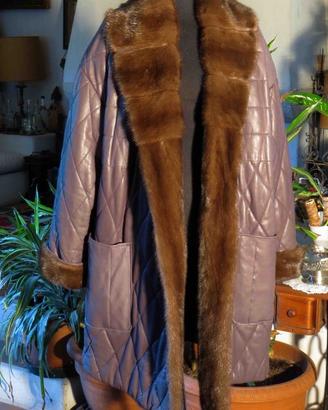cappotto di pelle e pelliccia di visone