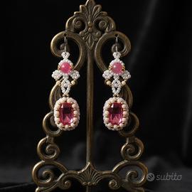 Orecchini Artigianali stile barocco vintage gemme