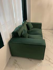 Divano in velluto verde - Moderno, come nuovo