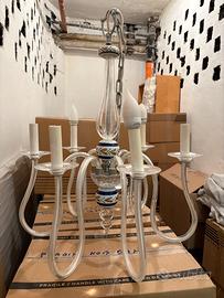 Lampadario in cristallo e ceramica