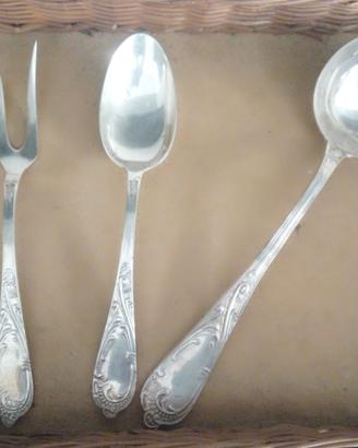 Servizio posate antiche da 12 placcato argento