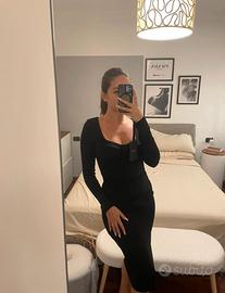 Abito nero Pinko midi elegante XS/38 nuovo