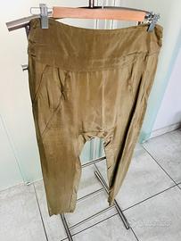 Pantalone donna kaki 100% cupro tg 40 Pinko