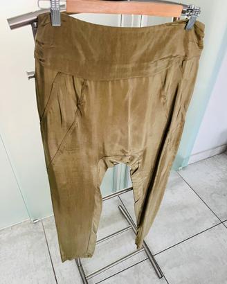 Pantalone donna kaki 100% cupro tg 40 Pinko