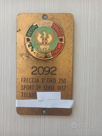 Targhetta REG STORICO BIANCHI 250 FRECCIA ORO 1937