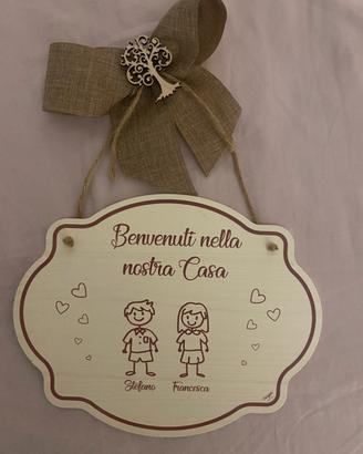 Targhetta in legno dietro porta