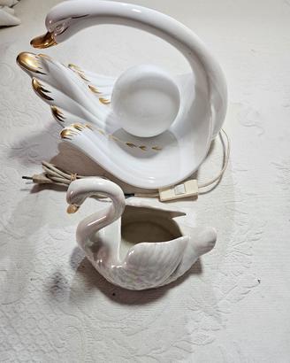Lampada Vintage a forma di Cigno in Ceramica - Pez