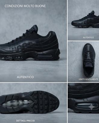 Nike Air Max 95 Triple Black Taglia 36 (23.5 cm)