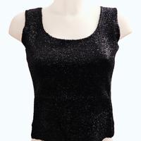 Top donna sottogiacca vintage Y2K nero lurex teddy