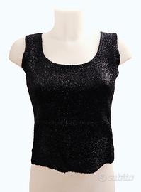 Top donna sottogiacca vintage Y2K nero lurex teddy