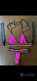 Costume bikini fucsia/multicolor