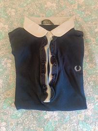 Polo Fred Perry blu con Ruches/ Volant Bambina XXL